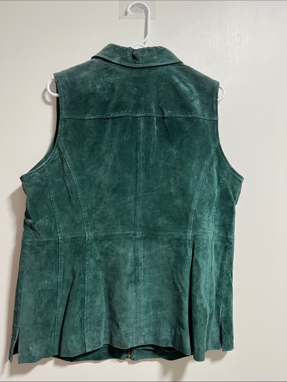 dennis basso Genuine Leather Teal-Green Suede Zip Vest Size Large - Picture 6 of 6